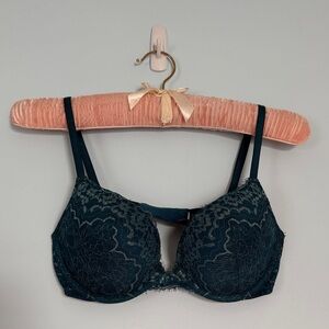 Victoria's Secret Dream Angels Push-up Bra in a Deep Teal and Gold Lace